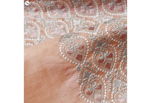 Peach Embroidery Indian Embroidered by the yard Fabric Wedding Dresses Historic Costumes Dress Bags Table Runner Blouses Sewing DIY Crafting